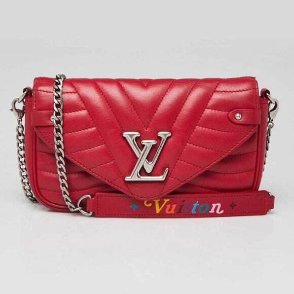 Louis Vuitton Red Quilted Leather New Wave Chain Pochette Bag - Picture 1 of 12